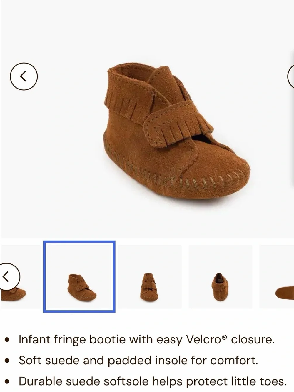 Minnetonka infants front strap moccasin